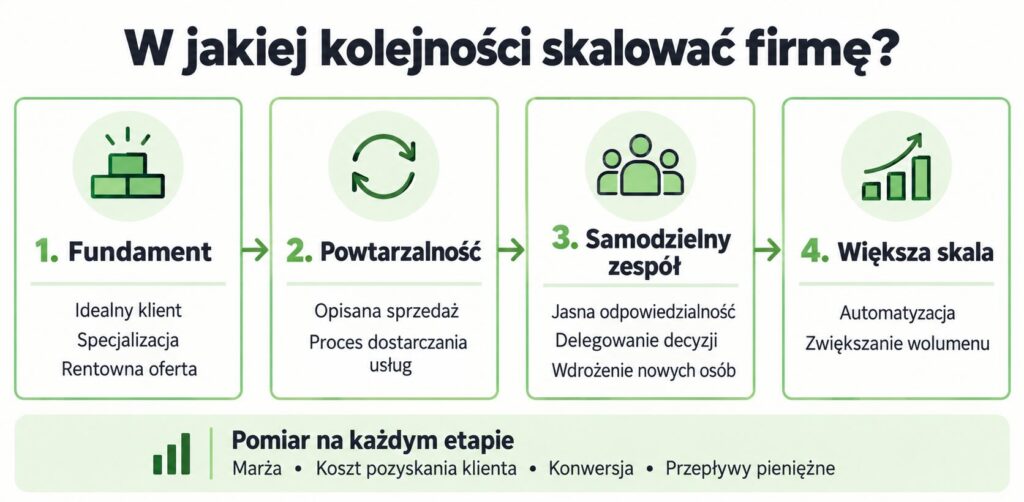 w jakiej kolejności skalować firmę